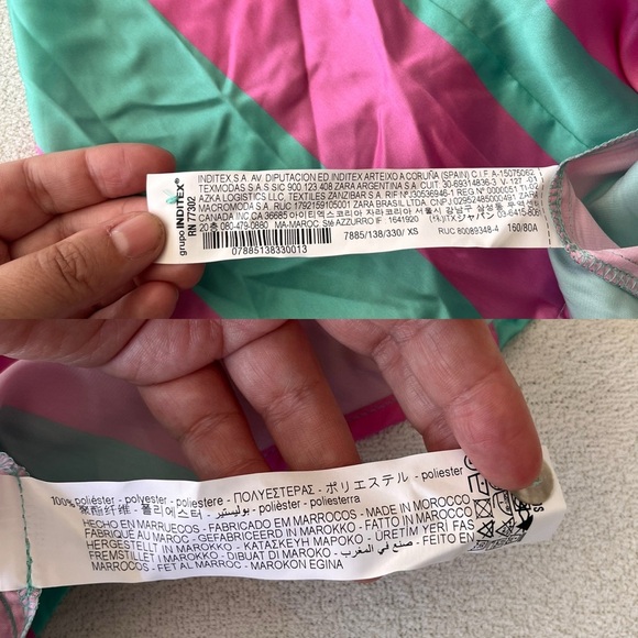 NWT Zara Satin Striped Boyfriend Shirt XS Pink Green - Picture 10 of 12